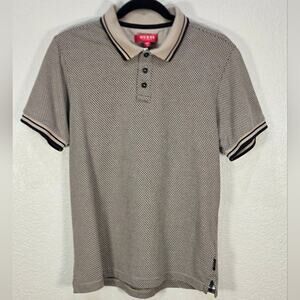 Guess Men's Black and Cream Polo Shirt